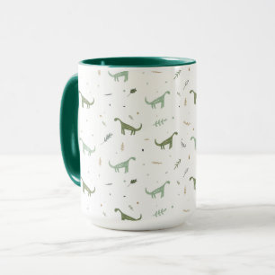 Cute Green Dinosaur Pattern Mok