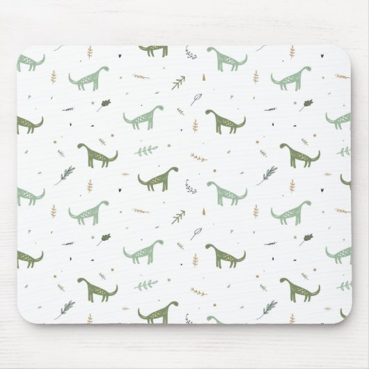 Cute Green Dinosaur Pattern Muismat (Voorkant)