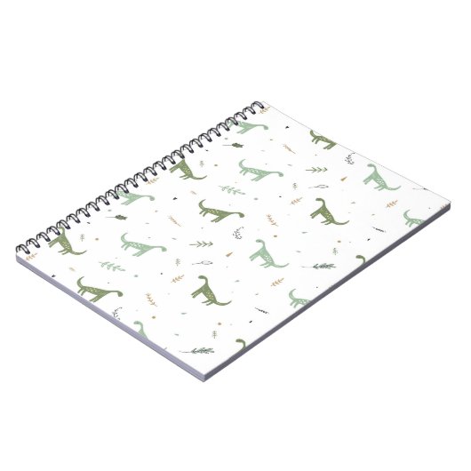 Cute Green Dinosaur Pattern Notitieboek (Linkerzijde)