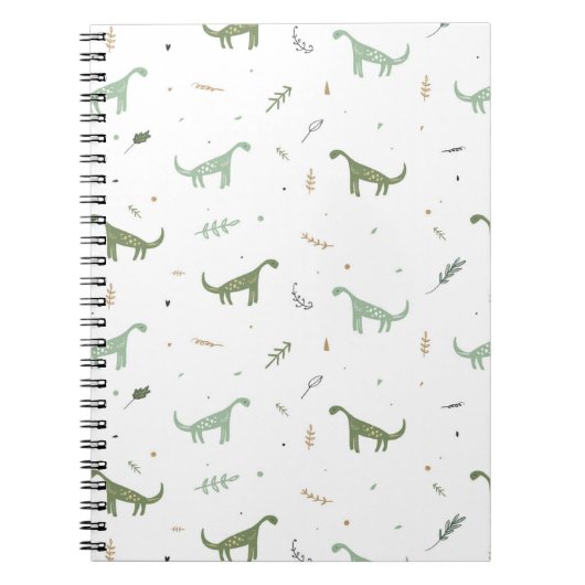 Cute Green Dinosaur Pattern Notitieboek (Voorkant)