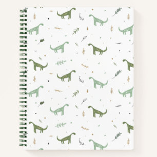 Cute Green Dinosaur Pattern Notitieboek
