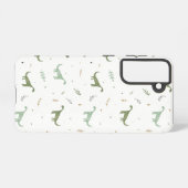 Cute Green Dinosaur Pattern Samsung Galaxy Hoesje (Achterkant horizontaal)