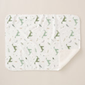 Cute Green Dinosaur Pattern Sherpa Deken (Voorkant (horizontaal))