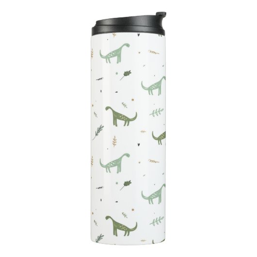 Cute Green Dinosaur Pattern Thermosbeker (Gedraaid links)