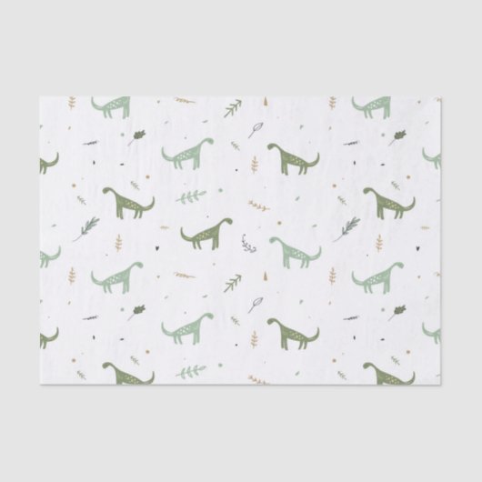 Cute Green Dinosaur Pattern Tissuepapier (Voorkant)