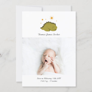 Cute Green Dinosaur Photo Collage Birth Aankondiging