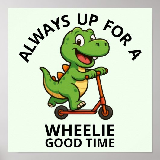 Cute Green Dinosaur Poster (Voorkant)