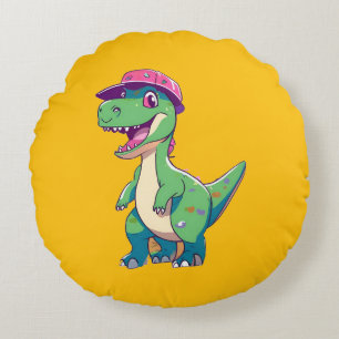Cute green dinosaur rond kussen