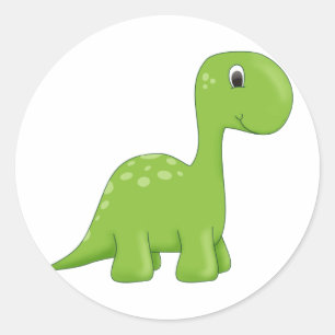 Cute green dinosaur ronde sticker