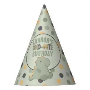 Cute Green Dinosaur Young Child's Birthday Party Feesthoedjes