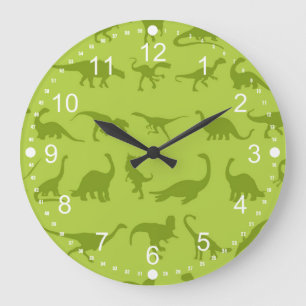 Cute Green Dinosaurs Pattern for Boys Grote Klok