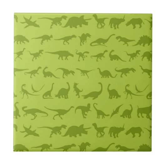 Cute Green Dinosaurs Pattern for Boys Tegeltje (Voorkant)