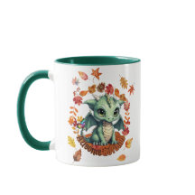 Cute Green Dragon “Autism Awesome Autumn” Design 