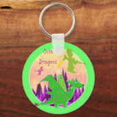 Cute Green Dragon Sleutelhanger (Voorkant)