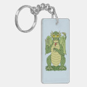 Cute Green Dragon Sleutelhanger (Voorkant Links)