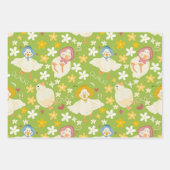 Cute Green Duck & Daisy Flower Seamless Pattern Inpakpapier Vel (Voorkant 3)