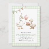 Cute Green Duck Invitation Anniversaire | Aquarell (Devant)