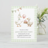 Cute Green Duck Invitation Anniversaire | Aquarell (Debout devant)
