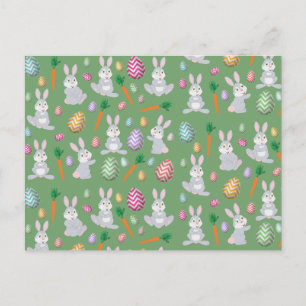 Cute Green Easter Bunny Rabbit Patroon Feestdagenkaart