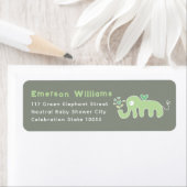 Cute Green Elephant Baby shower Adresetiketten Etiket (Insitu)