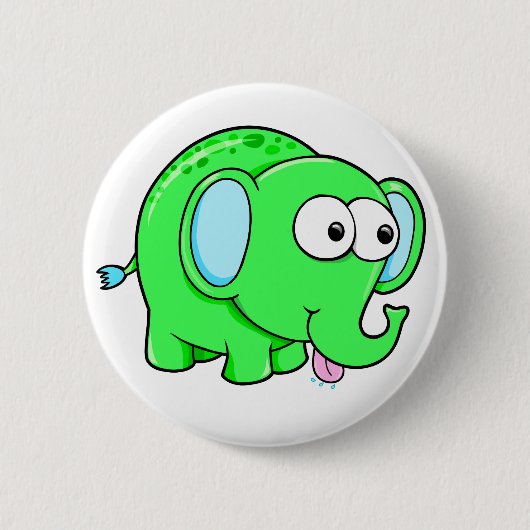 Cute Green Elephant Button (Voorkant)