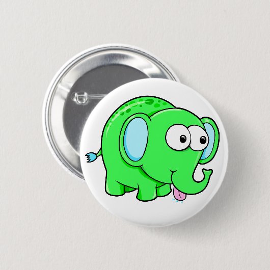 Cute Green Elephant Button (Voorkant /achterkant)