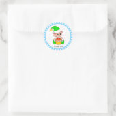 Cute Green Elf Bedankt Ronde Sticker (Tas)