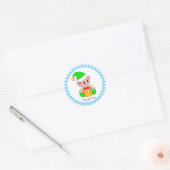 Cute Green Elf Bedankt Ronde Sticker (Envelop)