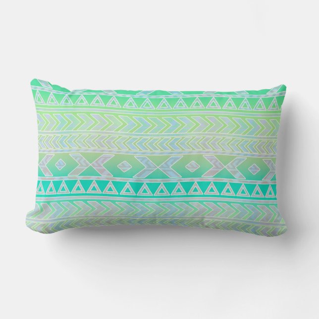 Cute Green en Blauwgroen Aztec Stylic Pattern Kussen (Voorkant)