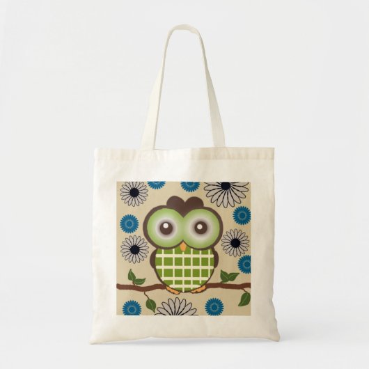 Cute Green en Brown Owl Tas (Voorkant)