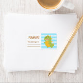 Cute Green en yellow Dino kinder gepersonaliseerd Etiket (Insitu)