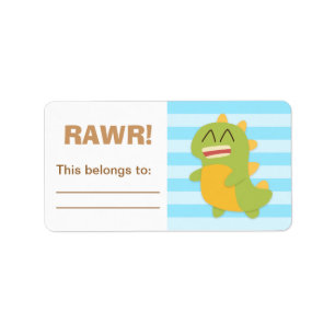 Cute Green en yellow Dino kinder gepersonaliseerd Etiket