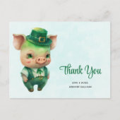 Cute Green Fairytale Pig in Fancy Attire Dank u Briefkaart (Voorkant)