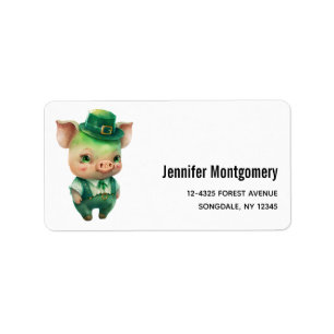 Cute Green Fairytale Pig in Fancy Attire Etiket