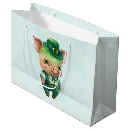 Cute Green Fairytale Pig in Fancy Attire Groot Cadeauzakje (Voorkant Gekanteld)