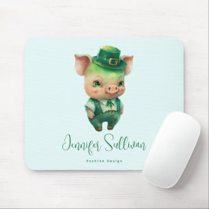 Cute Green Fairytale Pig in Fancy Attire Muismat