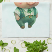 Cute Green Fairytale Pig in Fancy Attire Theedoek (Gevouwen)