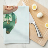 Cute Green Fairytale Pig in Fancy Attire Theedoek (Quarter Fold)