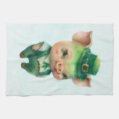 Cute Green Fairytale Pig in Fancy Attire Theedoek (Horizontaal)