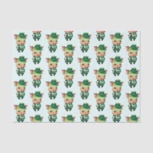 Cute Green Fairytale Pig in Fancy Attire Tissuepapier