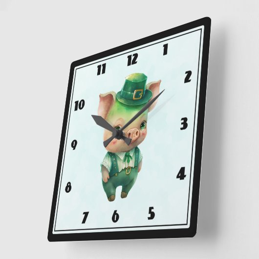 Cute Green Fairytale Pig in Fancy Attire Vierkante Klok (Hoek)