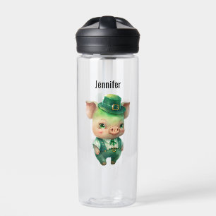 Cute Green Fairytale Pig in Fancy Attire Waterfles