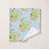 Cute Green Fish Blue Serviette (Gant de toilette)