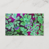 Cute Green  Floral Pattern Visitekaartje (Achterkant)