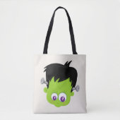 Cute Green Frankenstein Monster face Halloween Draagtas (Voorkant)