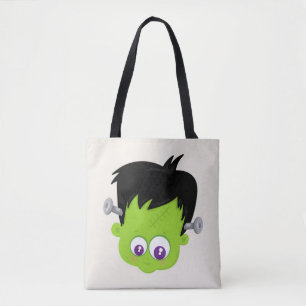 Cute Green Frankenstein Monster face Halloween Draagtas