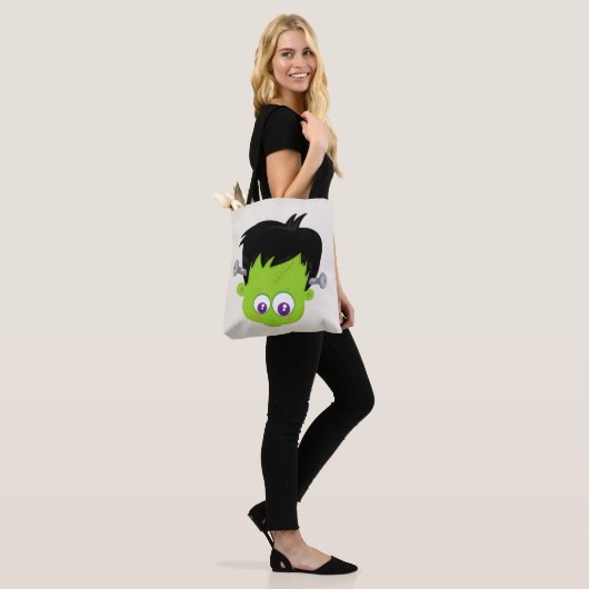 Cute Green Frankenstein Monster face Halloween Draagtas (Op model)
