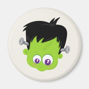 Cute Green Frankenstein Monster face Halloween Magneet