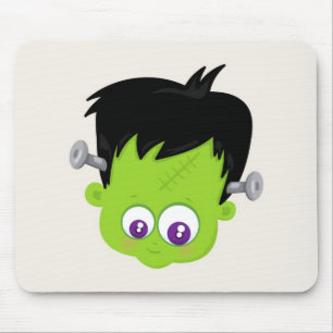 Cute Green Frankenstein Monster face Halloween Muismat