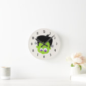 Cute Green Frankenstein Monster face Halloween Ronde Klok (Huis)